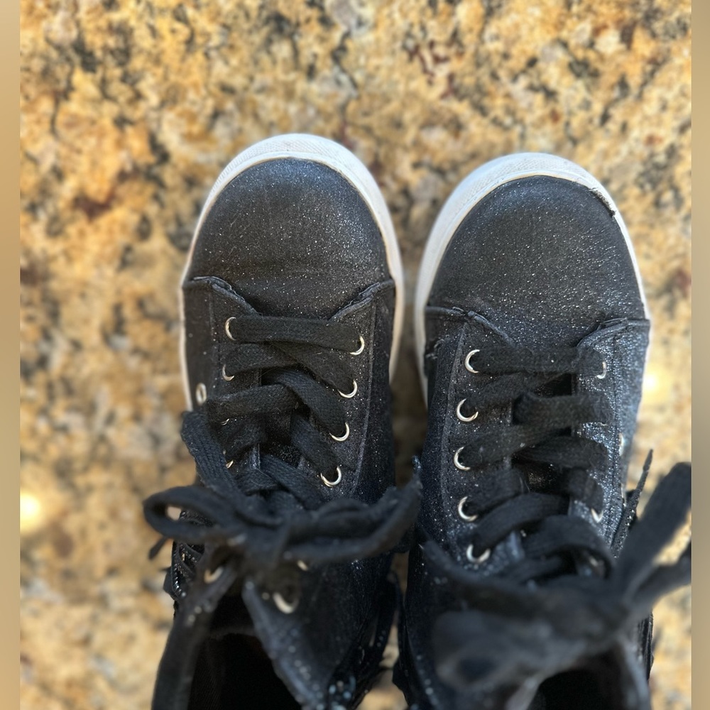 INC Little Girls Hightop Black Sparkle Fringe Sneakers Size 13 - Picture 4 of 9
